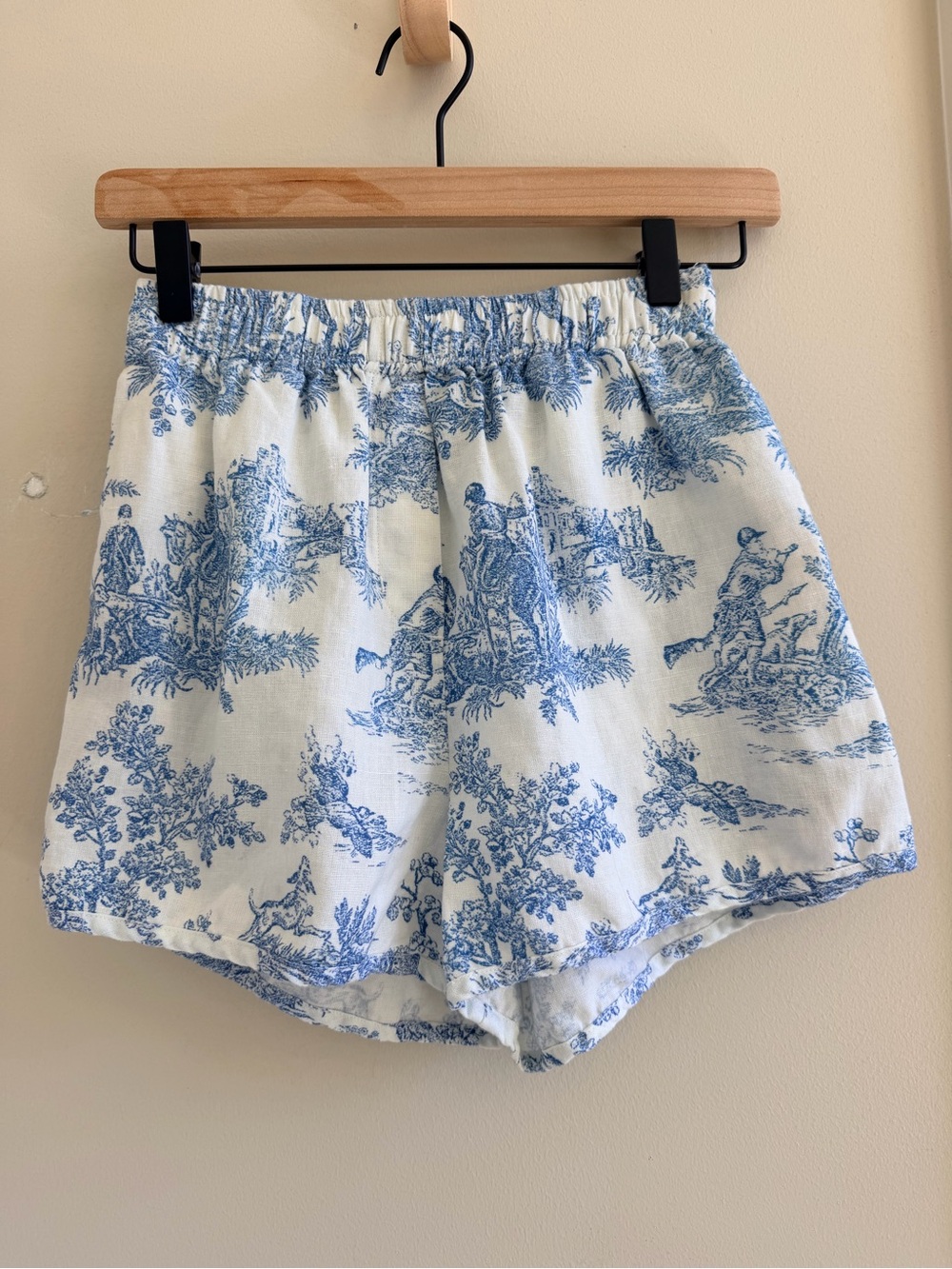 Clare V st Martin Blue Toile Print Cotton Shorts